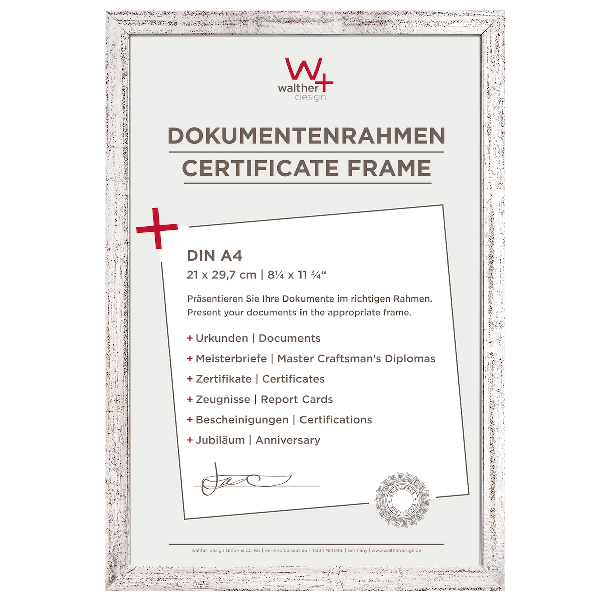 walther + design Peppers Holz Bilderrahmen 21x29,7 cm (DIN A4) SILBER Image