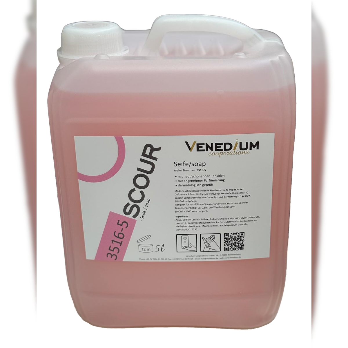 Venedium Cremeseife 5 Liter, leicht parfümiert, rosa Image