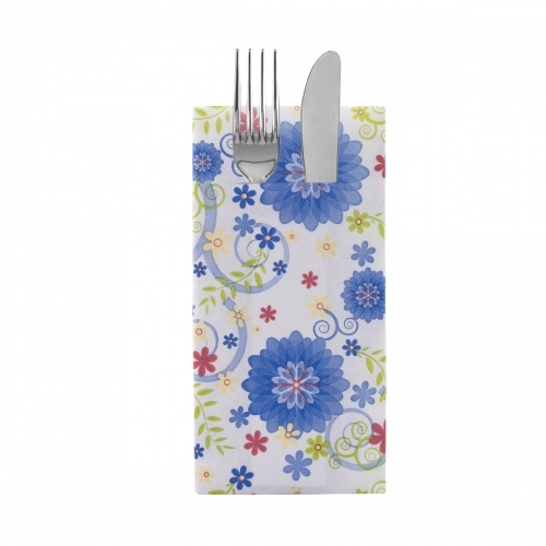 Sovie HOME Besteckserviette Rahel in Blau aus Linclass® Airlaid 40 x 40 cm, 12 Stück Blumen Frühling Image