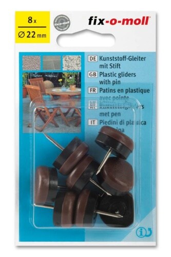 Kunststoffgleiter mit Stift rund 22mm braun fix-o-moll Image