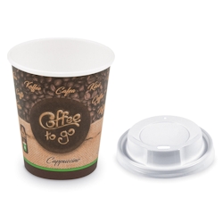 VEPATIM 100x Kaffeebecher M 'Coffee To Go' Cappuccino mit Trinkdeckel 200ml 280ml