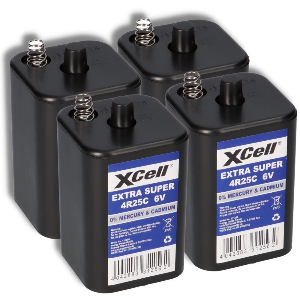 4x XCell 4R25 6V-Block Batterie SET - 6 Volt 9500 mAH Image