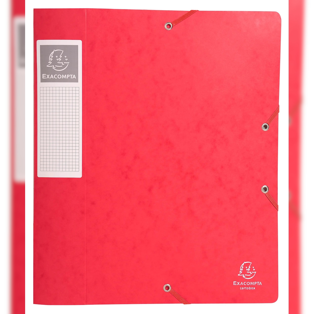 Exacompta 16009H 10x Archivbox Cartobox, flach geliefert Rücken 60mm aus Colorspan-Karton, mit 3 Klappen und Gummizug, 25x33cm für DIN A4 - Rot Image