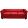 Canapé / sofa Lille, 3 places, 191x75x70cm simili-cuir, rouge - red