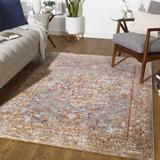 Lumpkin 6'7" Round Traditional Updated Traditional Olive/Teal/Charcoal/Light Beige/Pale Blue/Rust/Brick Red/Rust/Peach Area Rug - Hauteloom