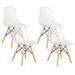 Costway Set of 4 Dining Chairs Modern Plastic Shell Side Chair with Clear Seat and Wood Legs-Transparent