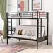 Isabelle & Max™ Twin Over Full Metal Bunk Bed Wood/Metal in Black/Brown, Size 72.0 H x 41.0 W x 78.0 D in | Wayfair