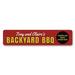 Lizton Sign Shop, Inc Backyard BBQ Custom Aluminum Sign Metal in Gray/Red/Yellow | 4 H x 18 W x 0.04 D in | Wayfair 1806-A418