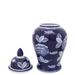 Alcott Hill® Ceramic Temple Jar - Blue & White Floral Chinoiserie Floral Design Contemporary Decorative Jar Accent | 18 H x 9 W x 9 D in | Wayfair