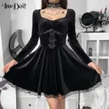 InsDoit-Robe corset gothique Lolita pour femme vêtements grunge robe trapèze en dentelle vintage