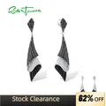 SANTUZZA-Boucles d'oreilles en argent regardé 925 véritable pour femme spinelle noir plié blanc