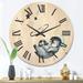 Designart 'Little Penguin With Stars and Planets I' Farmhouse Wood Wall Clock