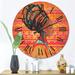 Designart 'Portrait of Afro American Woman With Turban I' Modern Wood Wall Clock