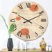 Designart 'Abstract Mountain Range With Red Moons' Modern Wood Wall Clock