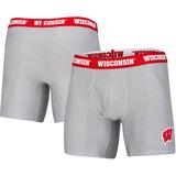 Men's Under Armour Heather Gray Wisconsin Badgers 2021 Sideline Performance Boxer Briefs