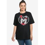 Plus Size Women's Disney Mickey and Minnie Mouse Heart Hugs Short Sleeve T-Shirt by Disney in Black (Size 3X (22-24))