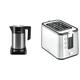 Bosch TWK7203 kabelloser Wasserkocher, Abschaltautomatik, 1,7 L, 2200 W, schwarz & Krups KH442D Control Line Premium Toaster | Edelstahl | 2 kurze Schlitze für 2 Scheiben | 850 W | Silber/Schwarz