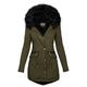 Pianshanzi Teddy Jacket Women's Winter Jacket Warm Plush Hooded Fleece Jacket Teddy Jacket Fleece Lining Long Thigh Length Slim Fit Winter Coat Parka with Hood, Army Green, S