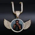 TOicalRILLZ-Collier et pendentif photo sur mesure avec ailes pour hommes médaillons dorés bijoux