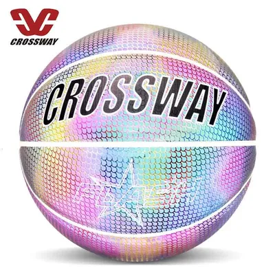 Ballon de Basket holographique lumineux, résistant à l'usure, réfléchissant, brillant, PU 7 #, avec