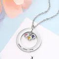 Collier pendentif rond creux personnalisé pour femme breloque pierre de naissance noms