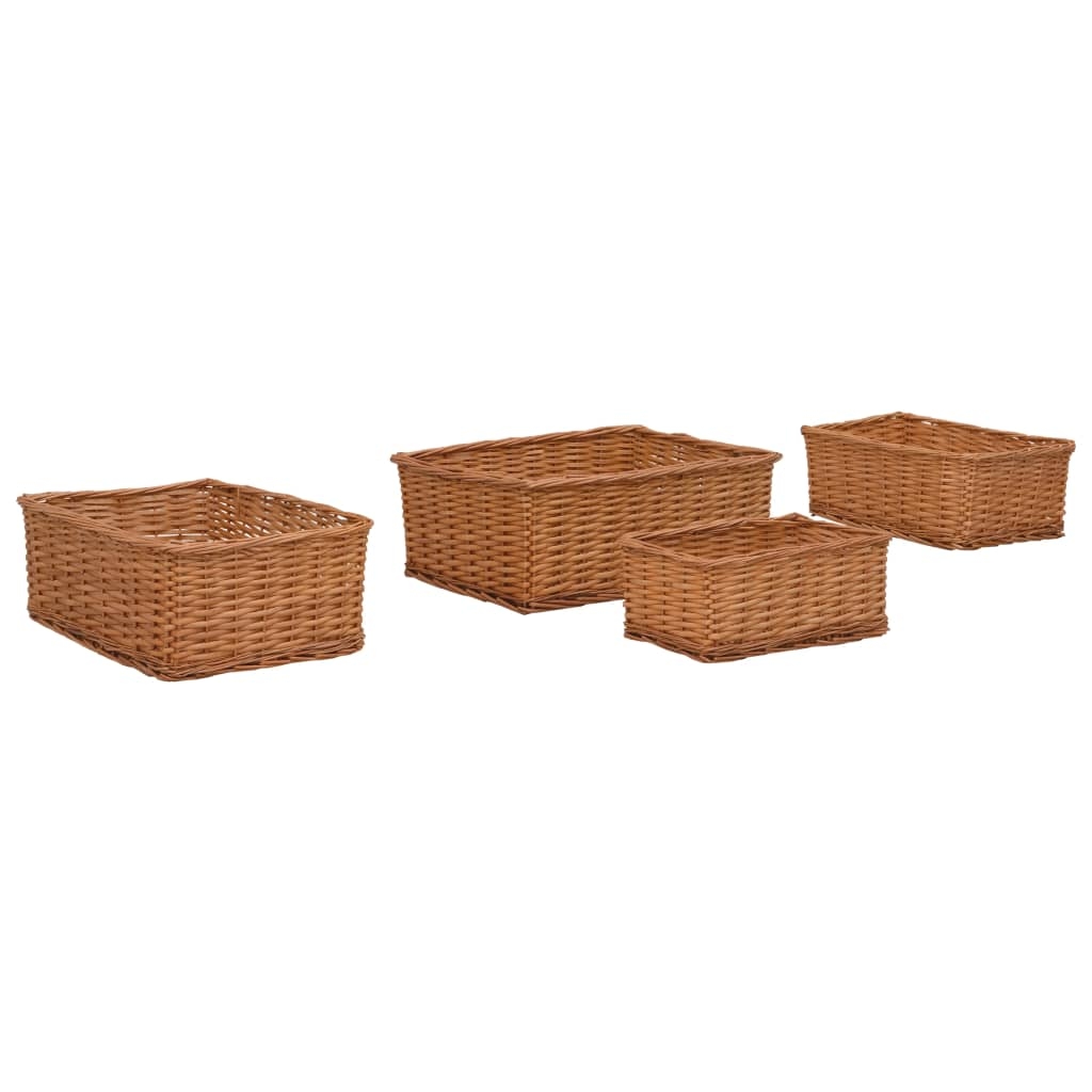 vidaXL 4-tlg. Stapelkorb-Set Braun Weide Image