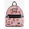 Plus Size Women's Loungefly x Disney Cats Mini Backpack Handbag All-Over Print Cheshire Marie by Disney in Multi