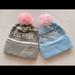 Lularoe Accessories | Lularoe Pompom Beanie Winter Hats Set Of Two Brand New | Color: Gray/Pink | Size: Os