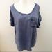 Anthropologie Tops | Anthropologie Pure + Good Blue Chambray Frayed Trim Top Size Medium | Color: Blue | Size: M