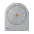Braun Classic Analogue Alarm Clock with Snooze and Continuous Backlight, Quiet Quartz Movement, Crescendo Beep Alarm in Grey, model BC22G