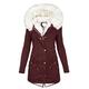 Buetory Women's Hooded Winter Coat Warm Fleeced Lined Parka Long Jackets Overcoat Fashion Casual Faux Fur Trench Coat