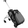 N/A New Creative Carry on Luggage Kids Baby Sit on Scooter Men Women Travel Suitcase Bag Lazy Trolley Case,Black