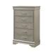 5 Drawer Contemporary Chest with Textured Details and Bar Handles, Silver