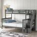 Stairway Twin-Over-Full Bunk Bed with Storage and Guard Rail, Grey