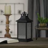 Northlight Seasonal 12" LED Lighted Battery Operated Lantern w/ Flickering Light, Glass in Black | 12 H x 5.5 W x 5.5 D in | Wayfair