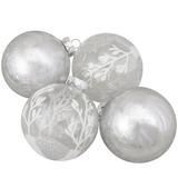 Northlight Seasonal 4ct Silver & Clear Glass 2-Finish Christmas Ball Ornaments 3.25-Inch (80mm) Glass in Gray | 3.25 H x 3.25 W x 3.25 D in | Wayfair