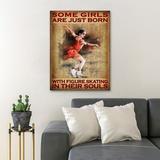 Trinx Skating Girl, Some Girls Are Just Born w/ Figure Skating In Their Souls - Wrapped Canvas Graphic Art Canvas in Brown/Red | Wayfair