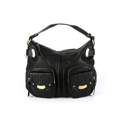 B Makowsky Leather Hobo Bag: Black Graphic Bags