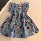 Disney Dresses | Disney Gap Baby 18-24 Months Dress 100% Cotton Gap Logo On Front Hem. Mini Print | Color: Blue/Red | Size: 18-24mb
