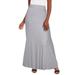 Plus Size Women's Everyday Stretch Knit Maxi Skirt by Jessica London in Heather Grey (Size 12) Soft & Lightweight Long Length