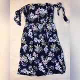 American Eagle Outfitters Dresses | Aeo Off-The-Shoulder Cutout Floral Dress | Color: Black | Size: Xl