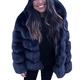 Stylish Women Solid Faux Fur Short Jackets Stitching Fur Coat