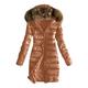 Linkay Womens Coats, Outwear Quilted Winter Warm Coats Fur Collar Hooded Jacket Tops Brown, M