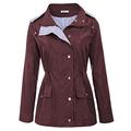 Rain Jacket Women Waterproof Hooded Raincoat Lightweight Trench Coats Active Outdoor Windbreaker Wine Red 2XL