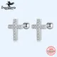 Trustdavis – boucles d'oreilles en argent Sterling 925 avec croix brillant perle en CZ pour