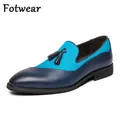 Chaussures provoqué en cuir bleu ciel pour hommes mocassins à pampilles chaussures de conduite