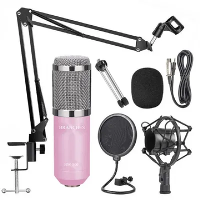 Kit de microphone d'ordinateur à condensateur de studio avec support de bras à ciseaux réglable