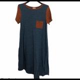 Lularoe Dresses | Lularoe Casual Dress Blue/Brown Sz Xs | Color: Blue/Brown | Size: Xs