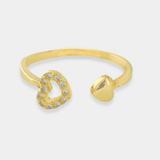 Anthropologie Jewelry | New 18k Gold Plated Pave Cz Heart Open Adjustable Ring | Color: Gold | Size: Os