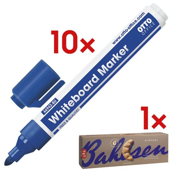 OTTO Office 10x Whiteboard-Marker inkl. Gebäck »Kipferl« blau Image